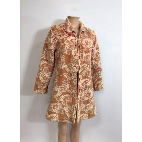 Pura Vida Floral Velvet Jacket Coat Womens Large - Picture 1 of 7